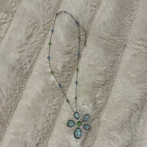 Lia Sophia Silver Necklace with Blue and Green Accents